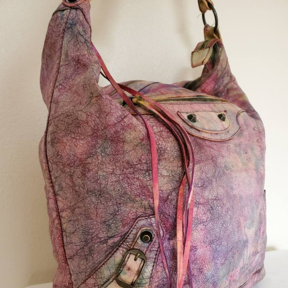 Balenciaga pink blue purple gray graffiti classic giant day city bag work agneau - Picture 13 of 14